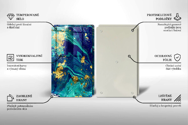 Tocător de bucătărie Abstracție cu aur