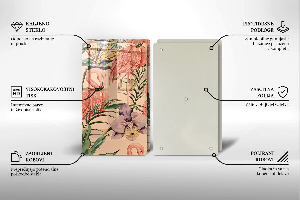 Tocător de bucătărie Ilustrație cu flamingo