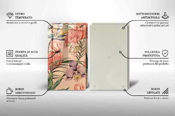 Tocător de bucătărie Ilustrație cu flamingo