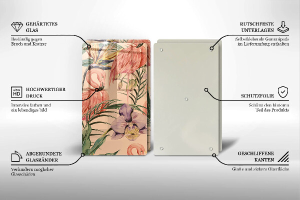 Tocător de bucătărie Ilustrație cu flamingo