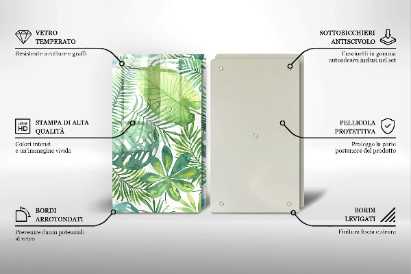 Tocător de bucătărie Acuarelă frunze boho