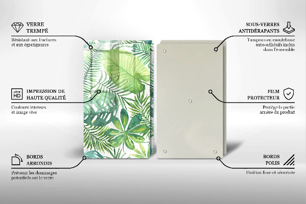 Tocător de bucătărie Acuarelă frunze boho