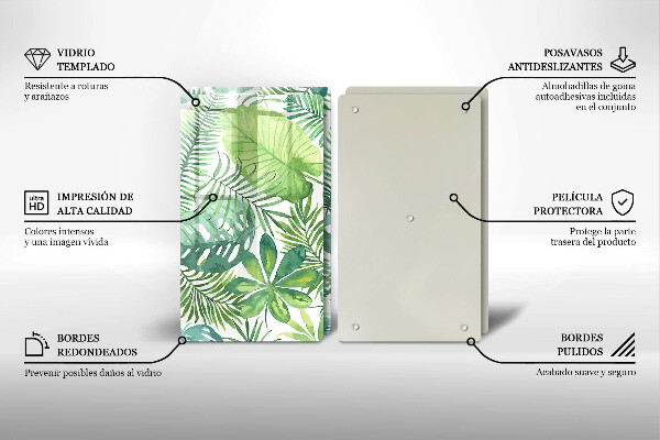 Tocător de bucătărie Acuarelă frunze boho