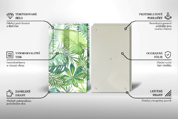 Tocător de bucătărie Acuarelă frunze boho