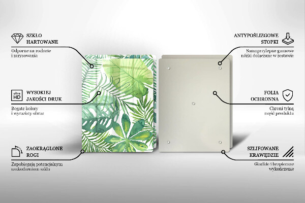 Tocător de bucătărie Acuarelă frunze boho