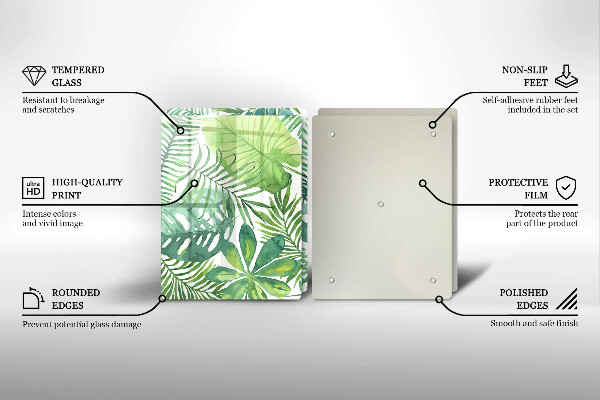 Tocător de bucătărie Acuarelă frunze boho