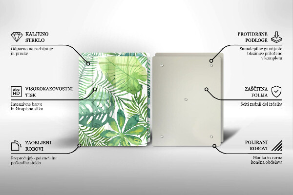 Tocător de bucătărie Acuarelă frunze boho