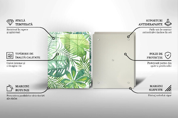 Tocător de bucătărie Acuarelă frunze boho