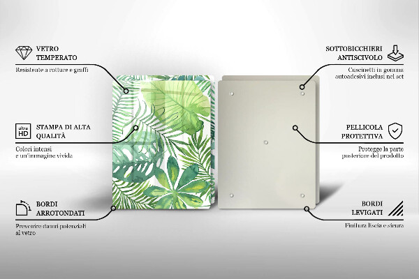 Tocător de bucătărie Acuarelă frunze boho