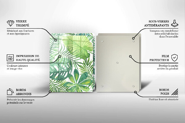 Tocător de bucătărie Acuarelă frunze boho