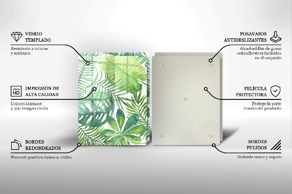 Tocător de bucătărie Acuarelă frunze boho