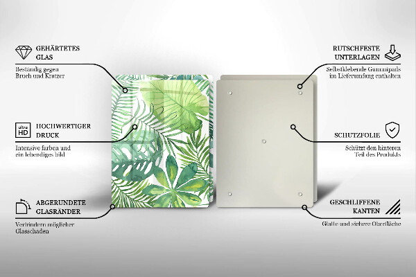 Tocător de bucătărie Acuarelă frunze boho