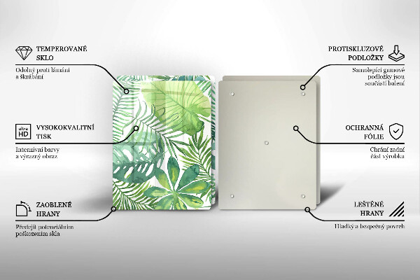 Tocător de bucătărie Acuarelă frunze boho