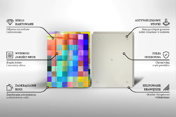 Tocător de bucătărie Pătrate de pixeli colorate