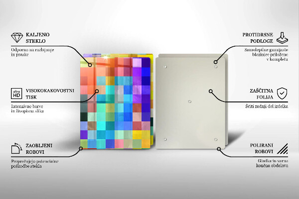 Tocător de bucătărie Pătrate de pixeli colorate