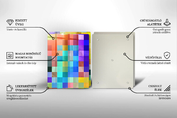 Tocător de bucătărie Pătrate de pixeli colorate