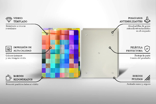 Tocător de bucătărie Pătrate de pixeli colorate