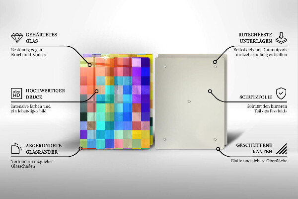 Tocător de bucătărie Pătrate de pixeli colorate