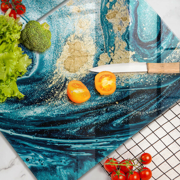 Tocător sticlă Abstracția aurului albastru