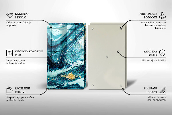 Tocător sticlă Abstracția aurului albastru