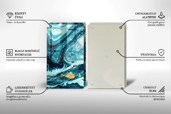 Tocător sticlă Abstracția aurului albastru