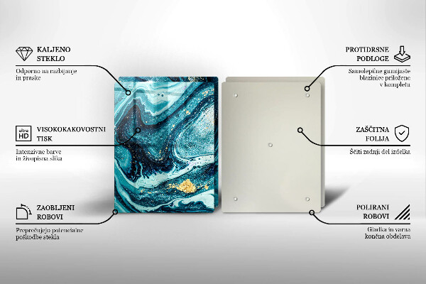 Tocător sticlă Abstracția aurului albastru