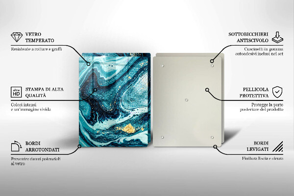 Tocător sticlă Abstracția aurului albastru