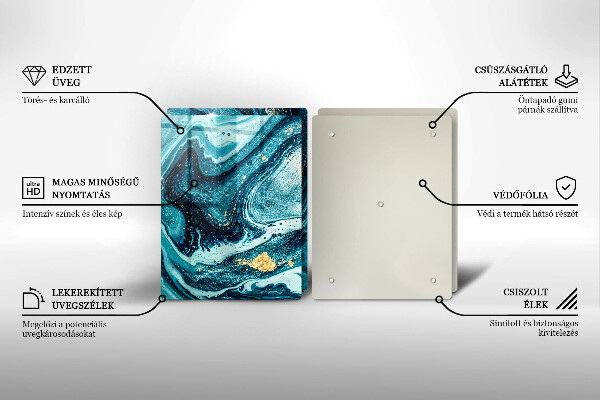 Tocător sticlă Abstracția aurului albastru