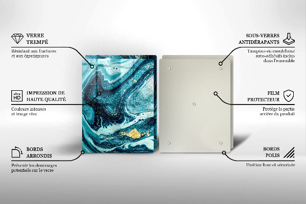 Tocător sticlă Abstracția aurului albastru