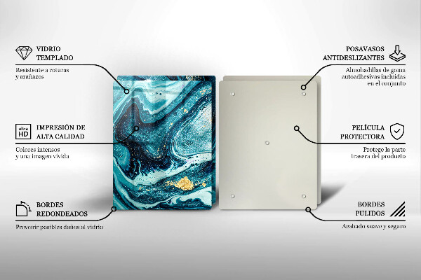 Tocător sticlă Abstracția aurului albastru