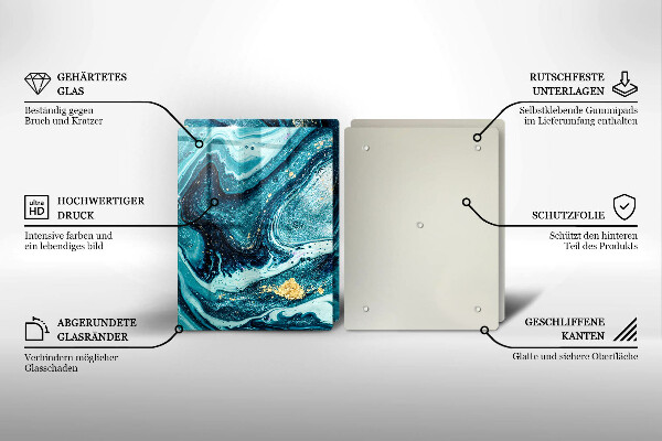 Tocător sticlă Abstracția aurului albastru