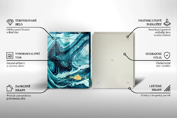 Tocător sticlă Abstracția aurului albastru