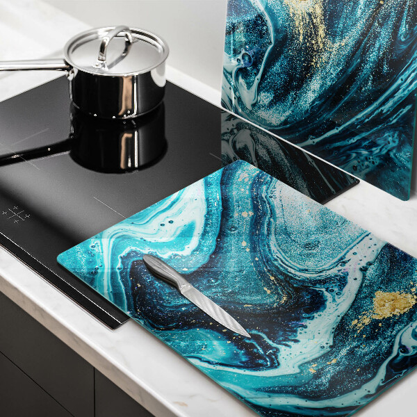 Tocător sticlă Abstracția aurului albastru