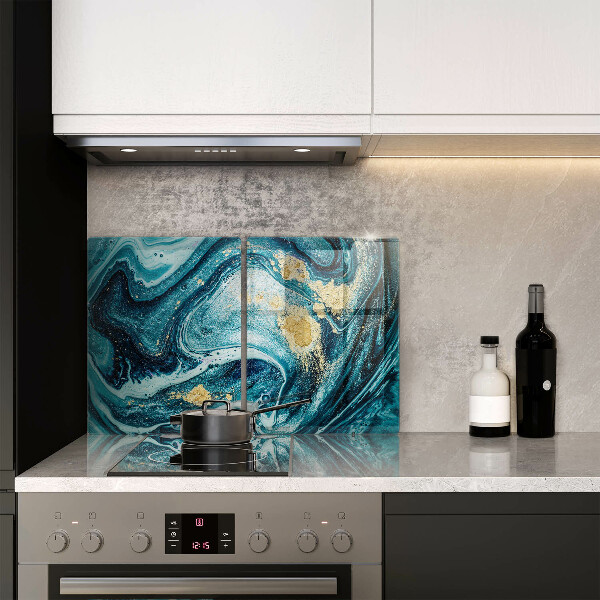 Tocător sticlă Abstracția aurului albastru