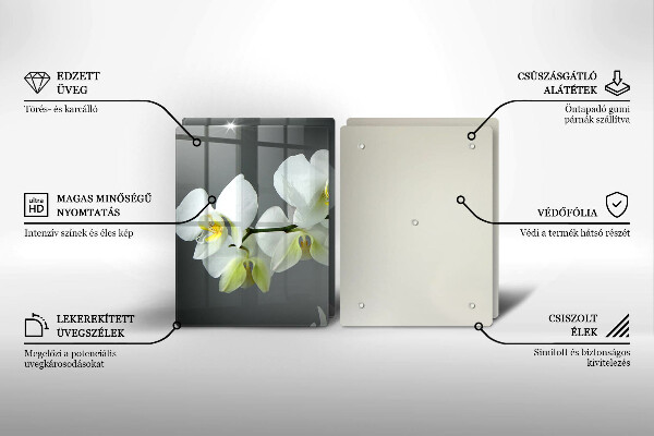 Tocător de bucătărie Flori albe de orhidee