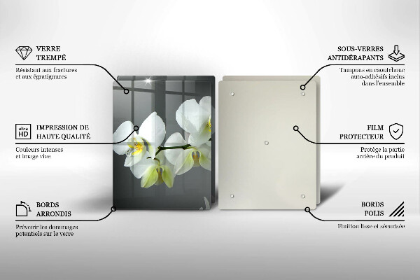 Tocător de bucătărie Flori albe de orhidee