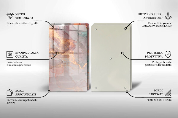 Tocător de bucătărie Marmură cu aur