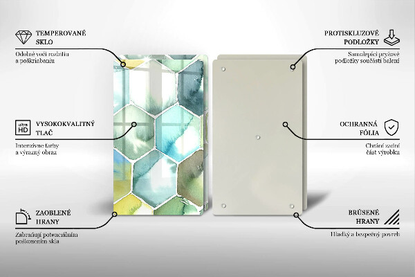 Tocător de bucătărie Hexagoane acuarele