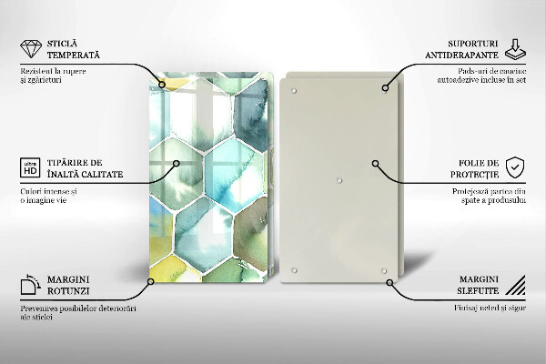 Tocător de bucătărie Hexagoane acuarele