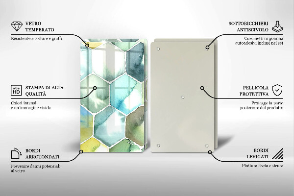 Tocător de bucătărie Hexagoane acuarele