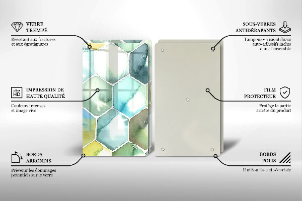 Tocător de bucătărie Hexagoane acuarele