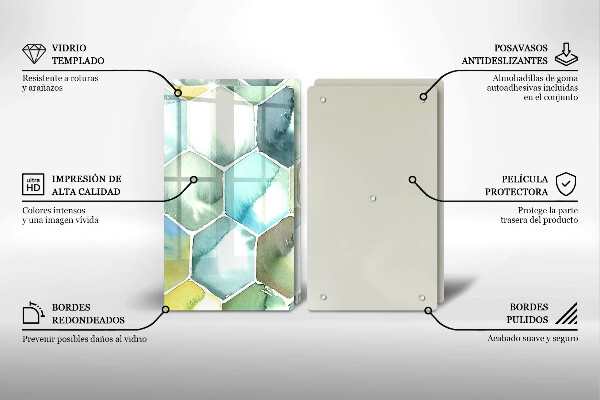 Tocător de bucătărie Hexagoane acuarele