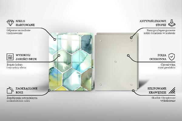 Tocător de bucătărie Hexagoane acuarele