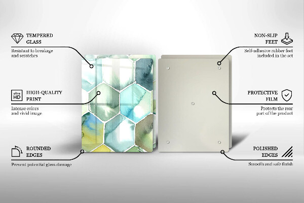 Tocător de bucătărie Hexagoane acuarele