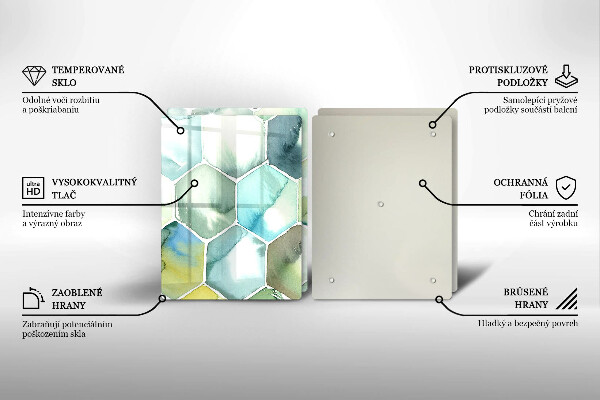 Tocător de bucătărie Hexagoane acuarele
