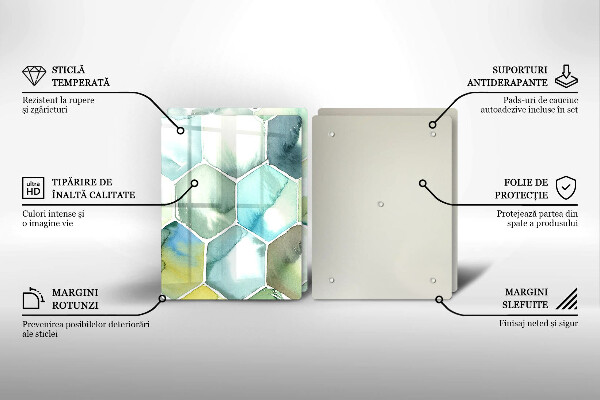 Tocător de bucătărie Hexagoane acuarele