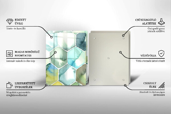 Tocător de bucătărie Hexagoane acuarele