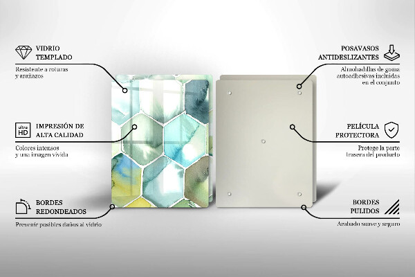 Tocător de bucătărie Hexagoane acuarele