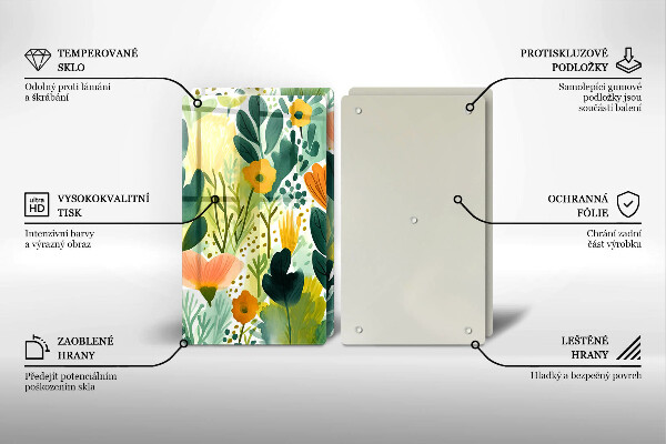 Tocător de bucătărie Flori pictate