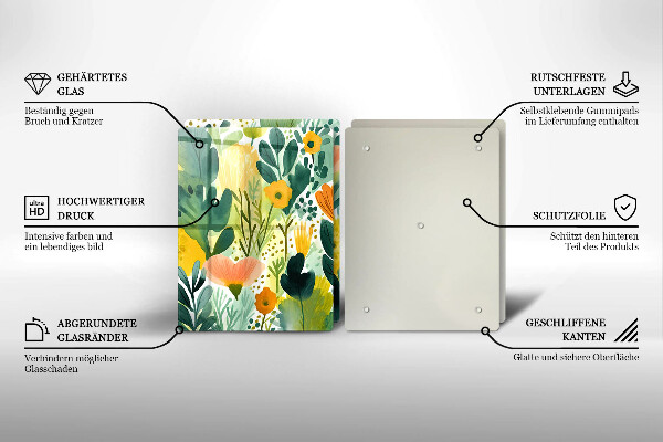 Tocător de bucătărie Flori pictate